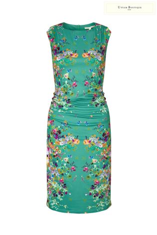 Uttam Boutique Cascading Floral Mirrored Jersey Dress